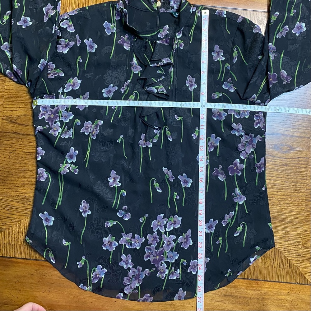 RALPH LAUREN Womens Black Front Ruffled Pleated Floral Print blouse
Size 14 - Picture 7 of 16